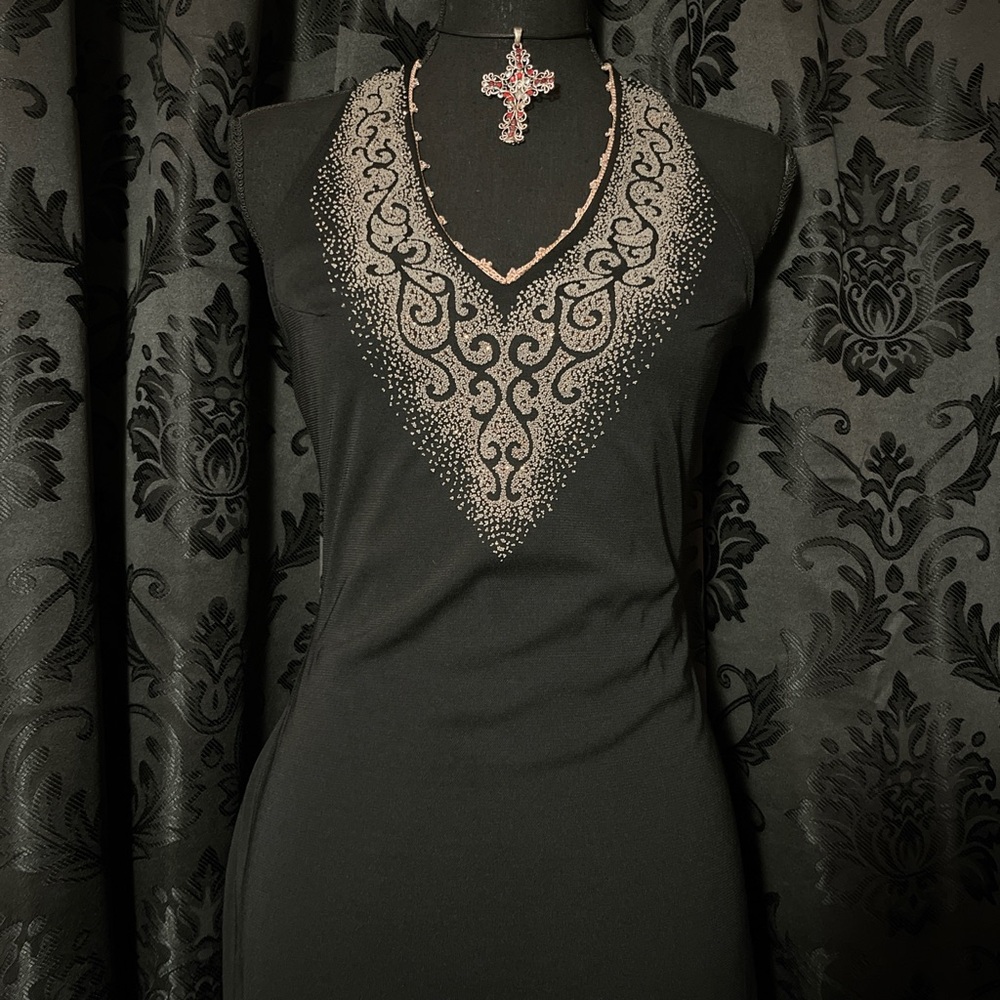 Rampage Black High Low Dress with Silver Accents